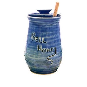 Unique and Beautiful Handmade Honey pot with Honey Dipper