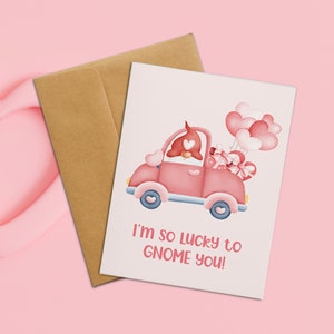 J'ai tellement de chance de vous Gnome | Carte mignonne de Saint-Valentin, carte d’anniversaire, carte pour petit ami, carte pour petite amie, pour lui, pour elle