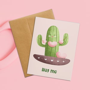 Carte de cactus de <br> Profitez-en ! Jolie carte de Saint-Valentin, carte d'anniversaire, carte pour petit ami, carte pour petite amie, pour lui, pour elle, carte drôle