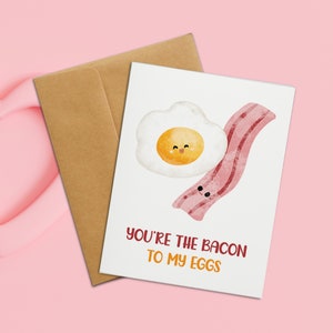 Vous êtes le bacon de mes œufs | Jolie carte de Saint-Valentin, carte d'anniversaire, carte pour petit ami, carte pour petite amie, pour lui, pour elle