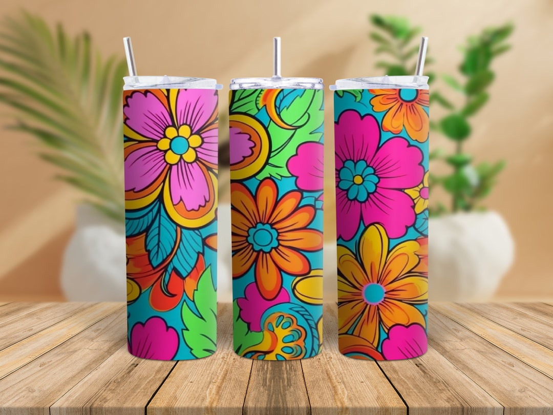 vintage-1960s-hippie-floral-tumbler-wrap-retro-neon-colors-pattern