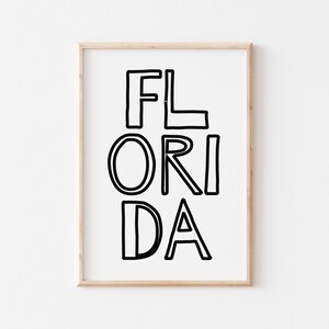 FLORIDA | Digital Print, Poster, office decor, gifts, work desk, city prints, Florida State Prints, art, Wall Art, Art, Typography,FL Poster