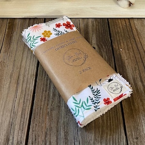 Honey Bee Hive Print Reusable Dish Cloths | 7x7 Cotton Terry Cloth | Eco Friendly Kitchen Sponge Alternative | Handmade in Oregon | Set of 2