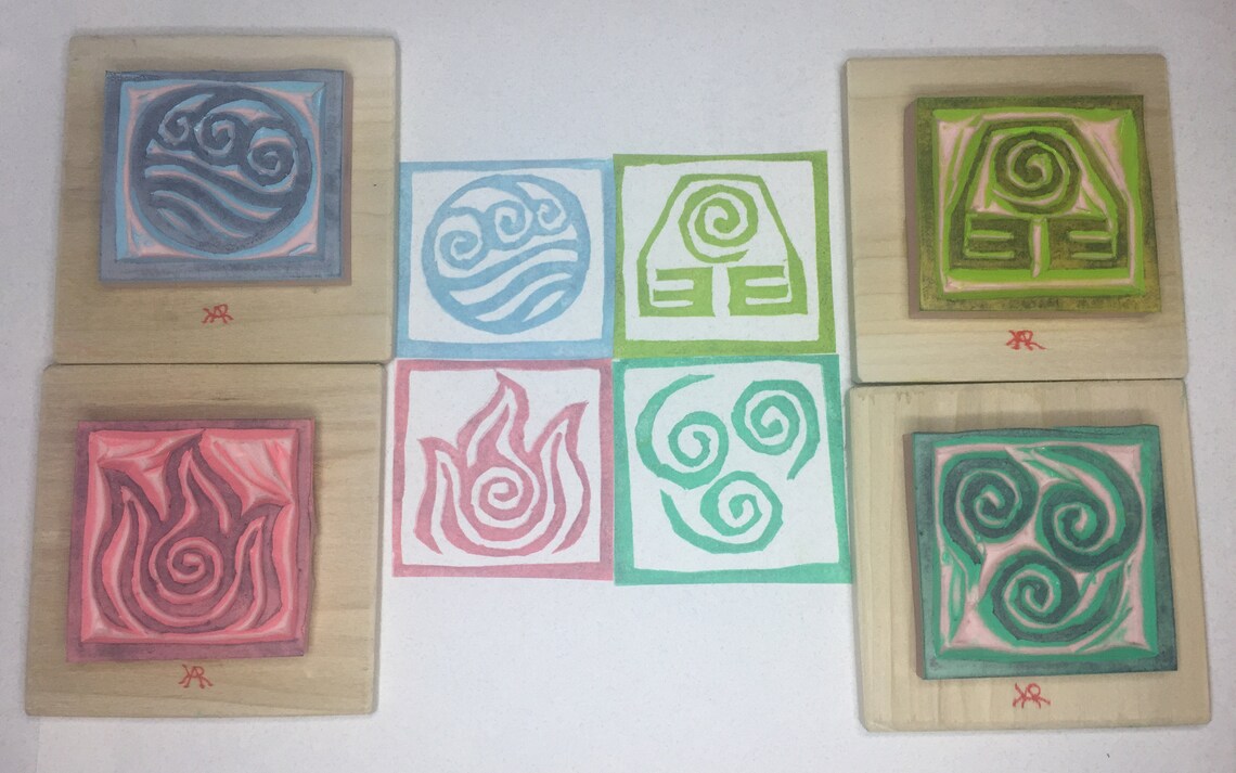 Symbols of the four elements of avatar | Etsy