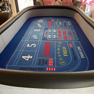 Gray Wood Craps Table With Blue Layout and Folding Legs *made in the ...