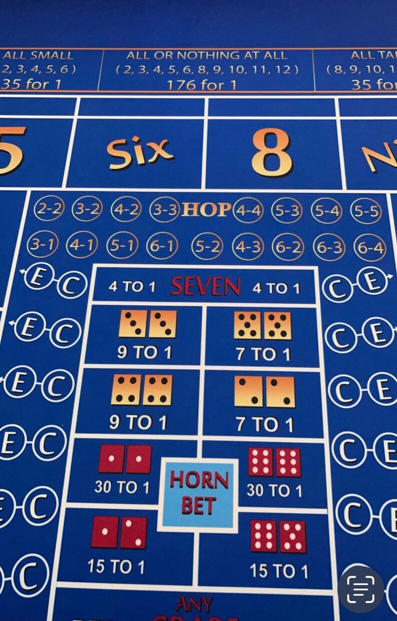 Blue Craps Table ATS and Hop Bets, Drink Ledge, Diamond Walls
