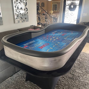 94 inches x 46.5 inches Blue Craps Table with Folding Legs, “All Tall Small” & Diamond Walls