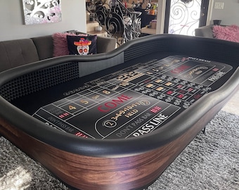 7 1/2 Foot Craps Table with Folding Legs, “All Tall Small” & Rubber Diamond Walls