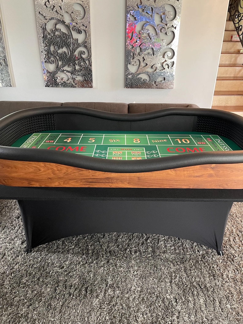 Craps Table Brown With Drink Ledge, Diamond Walls, & Folding Legs. Made ...
