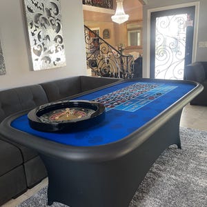 Blue Roulette Table With Folding Legs & 20