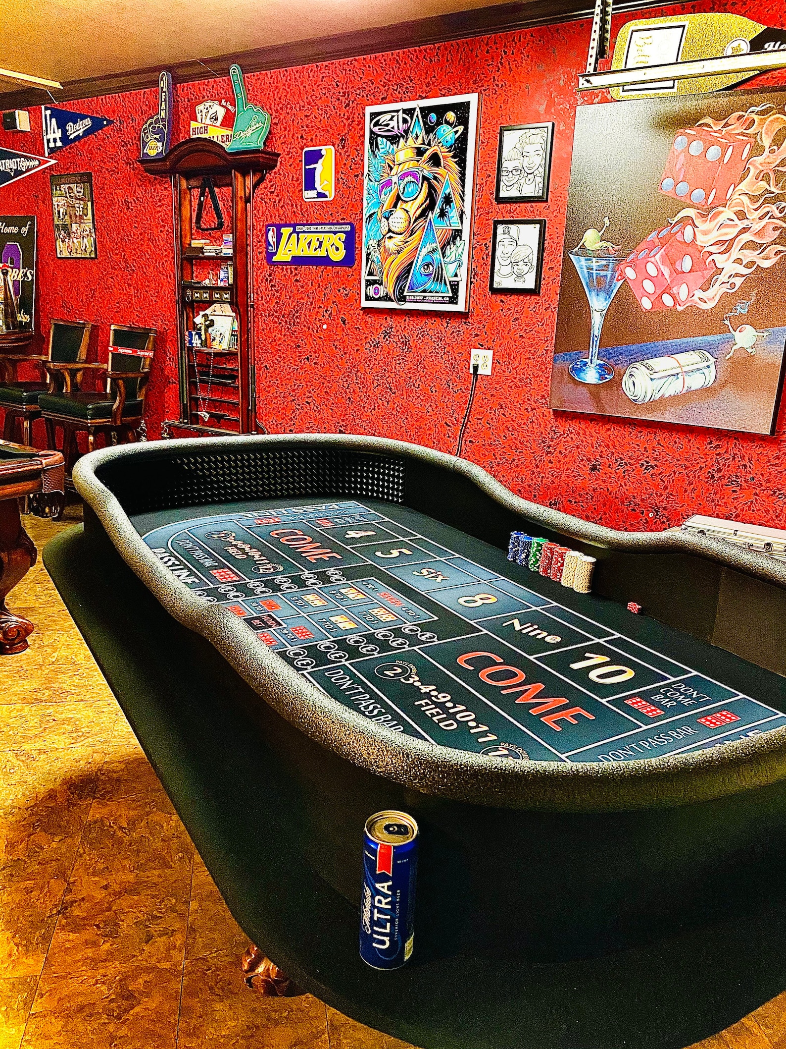 Craps Table Top with Drink Ledge & Diamond Walls Etsy