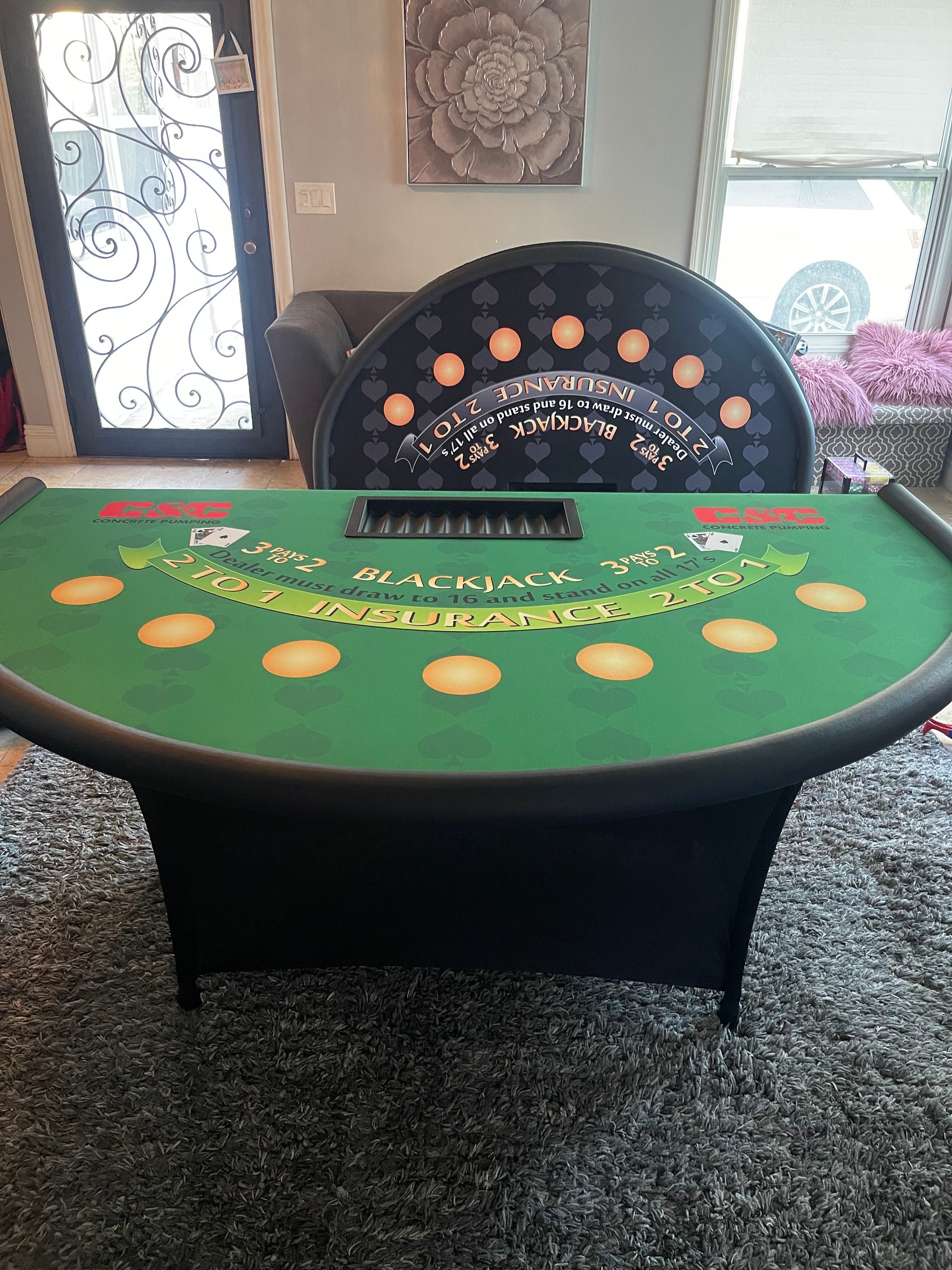 Blackjack Table Green With Folding Legs - Etsy