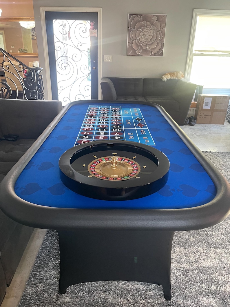 Blue Roulette Table With Folding Legs & 20