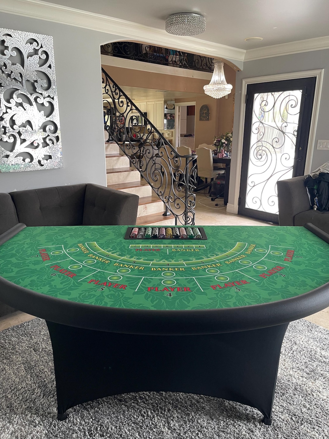 Baccarat Table Green With Folding Legs - Etsy