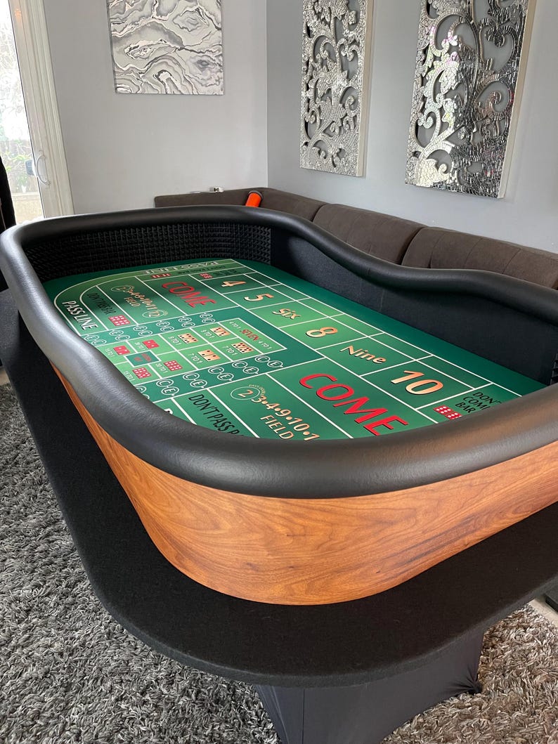 Craps Table Brown With Drink Ledge, Diamond Walls, & Folding Legs. Made ...