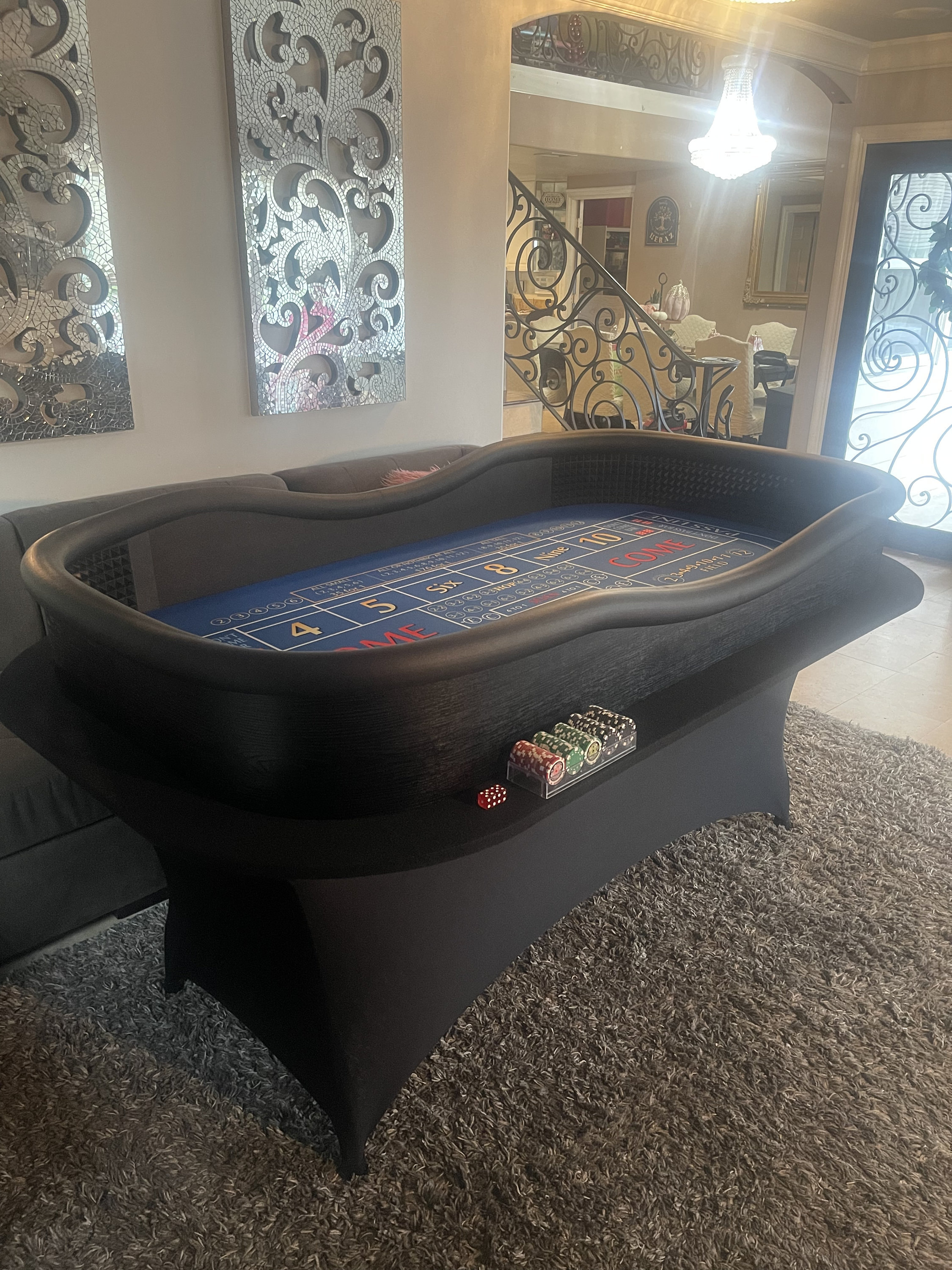 Blue Craps Table ATS and Hop Bets, Drink Ledge, Diamond Walls