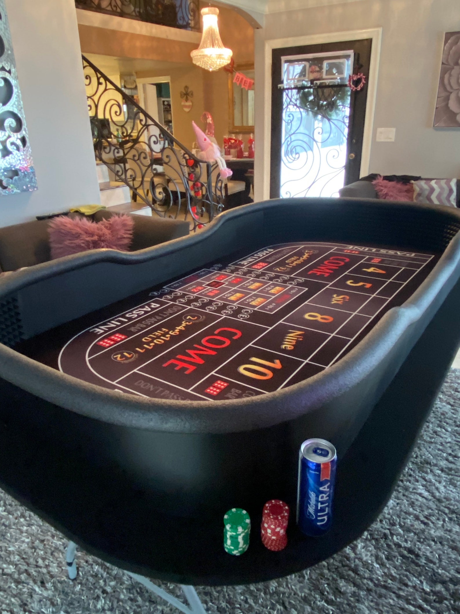 Craps Table Top with Drink Ledge & Diamond Walls Etsy