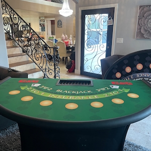 BlackJack Table Green with Folding Legs