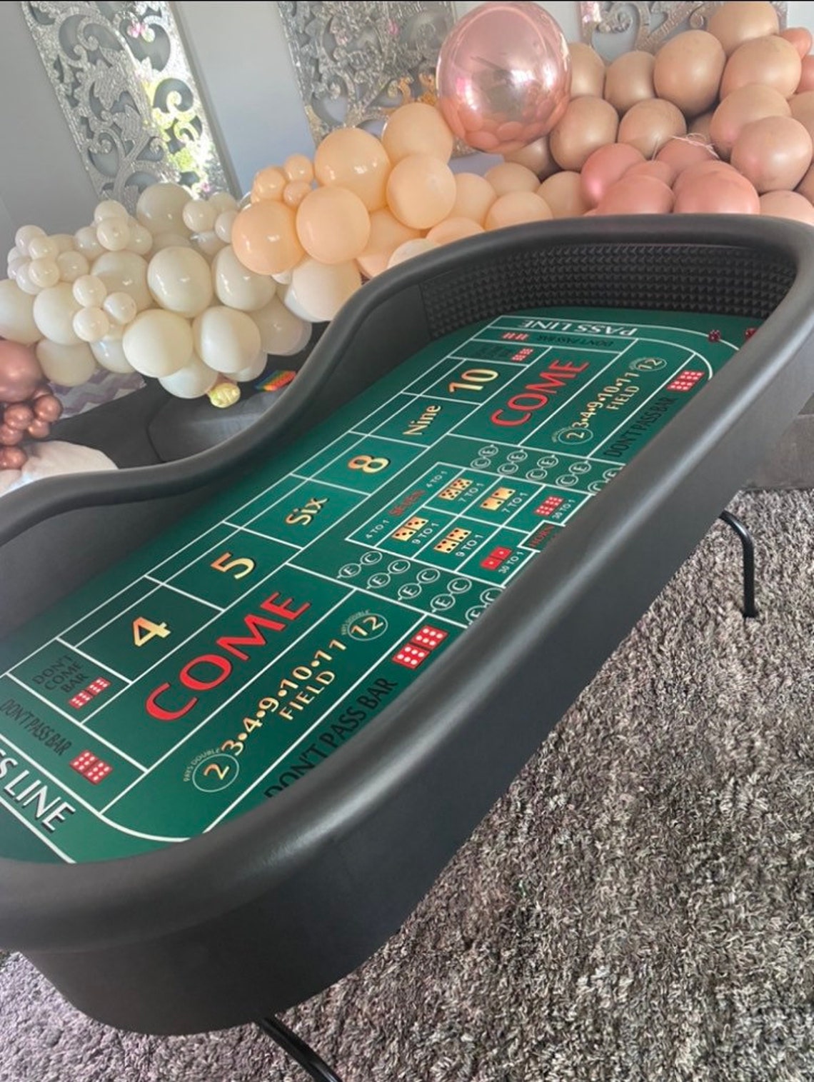Sharp Craps Table with Diamond Walls Green Felt and Folding Etsy