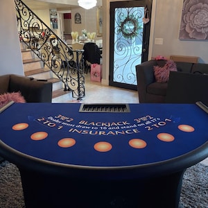 BlackJack Table with Blue Layout & Folding Legs