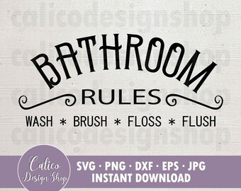 Archivo SVG de reglas de baño para vinilo o plantilla de pintura signo svg, png, dxf, eps, jpg para Cricut, Silhouette, Brother-todas las máquinas de corte populares