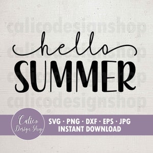 Hello Summer - SVG File for Cutting - Svg, Png, Dxf, Eps, Jpg - Cricut svg file - Summer Svg sign - Instant Digital Download