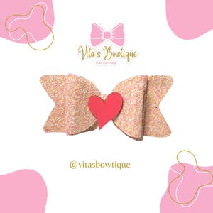 Pink Heart Bow | Pigtail Bows | Sparkly Bows