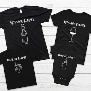 DRINKING BUDDIES FAMILY Co-ord set, tshirt abbinati, mamma e me abbinato onesie baby bottle