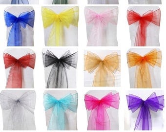 ORGANZA Chair SASHES Beautiful Slipcover Decoration Fullers Bow Sash Wedding Party Event