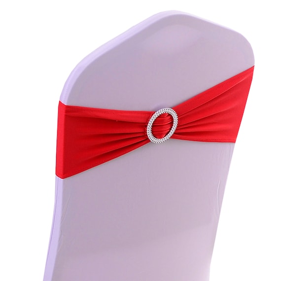 Lycra SPANDEX Double Fabric BANDS For Chair Cover Round Buckle Elastic Bow Party chair Baby shower wedding chair chair decor