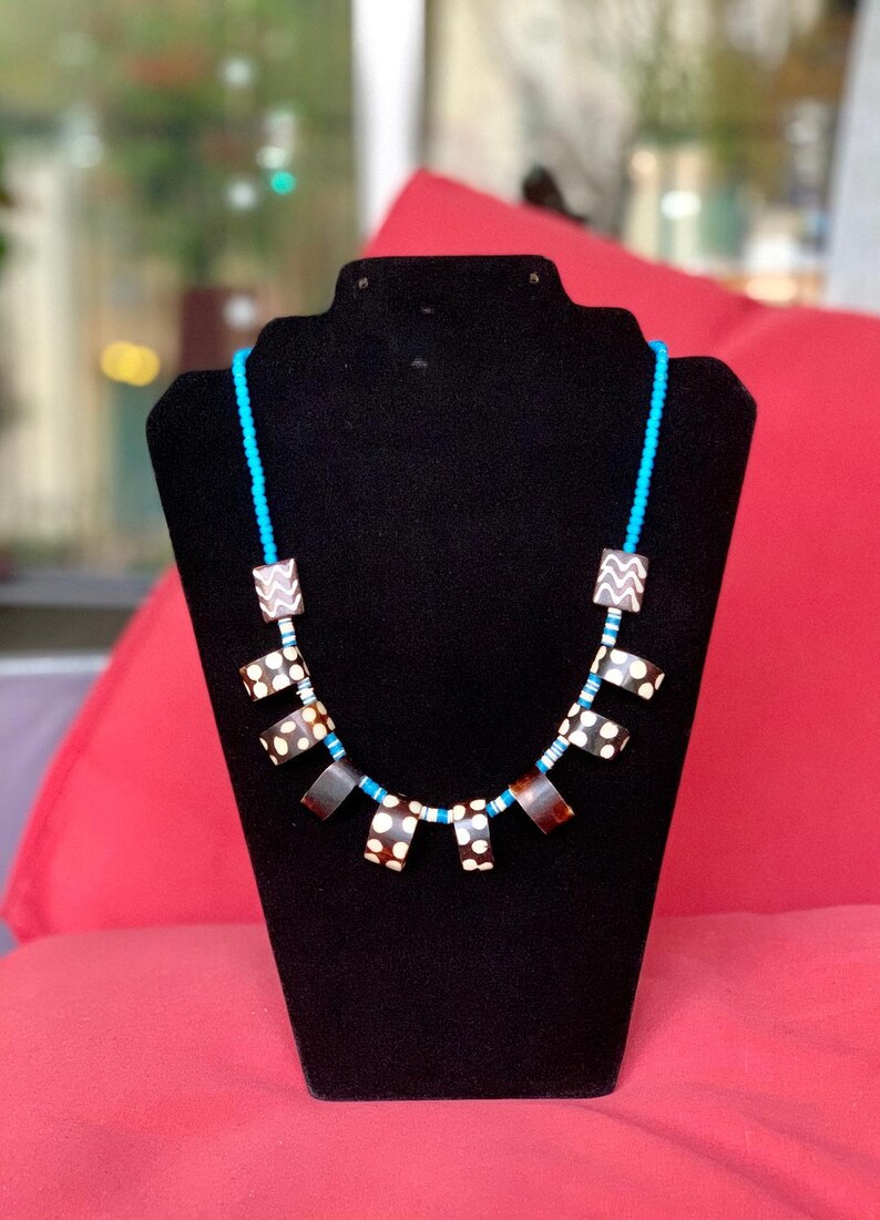 Necklace African Batiked Bones