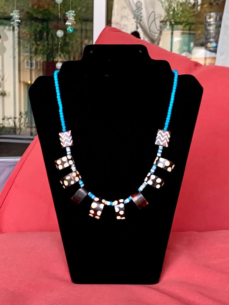 Necklace African Batiked Bones