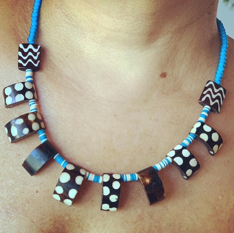 Necklace African Batiked Bones