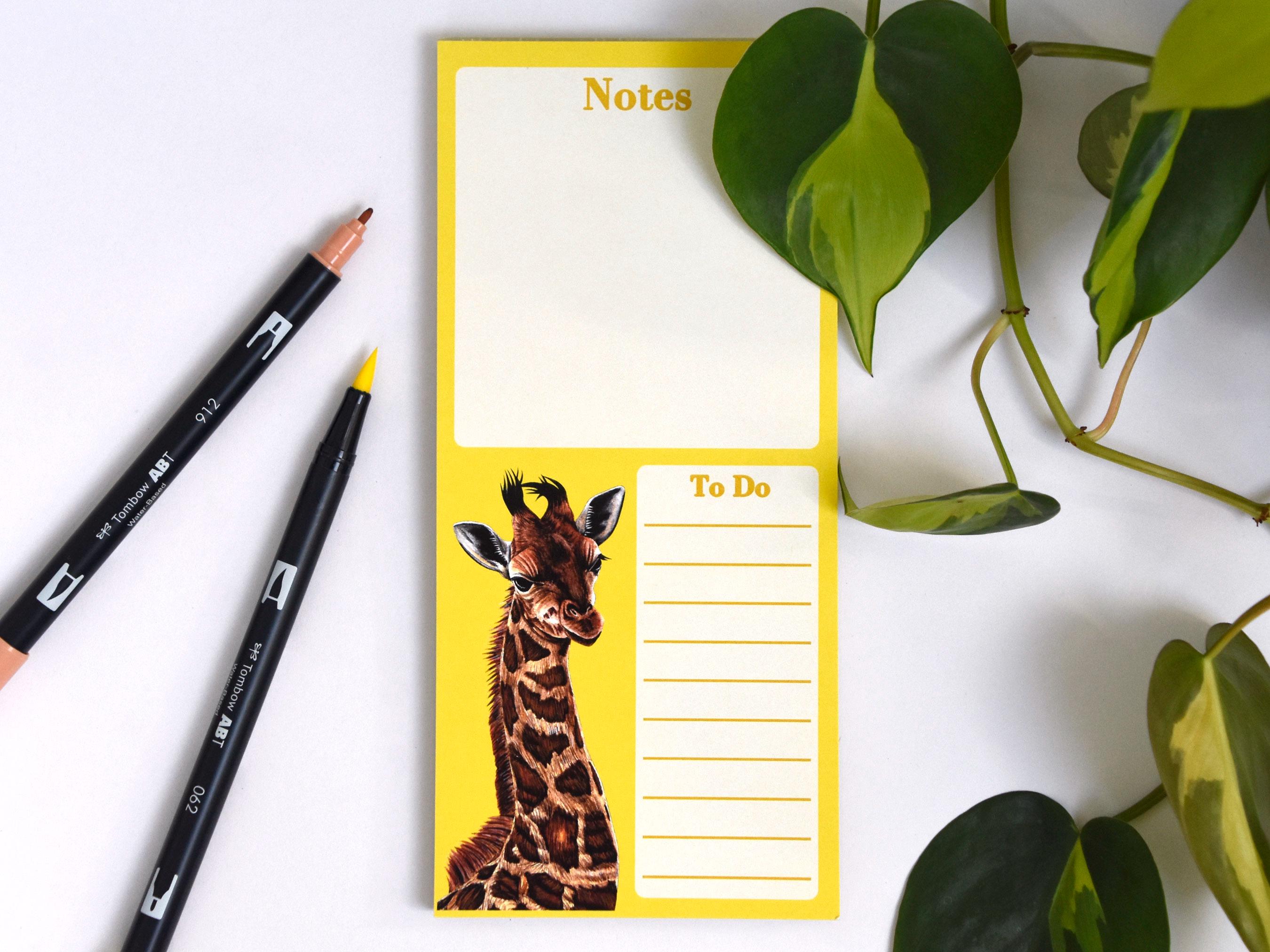 Yellow Baby Giraffe Notepad - Giraffes Calf - to Do List Pad Notebook ...