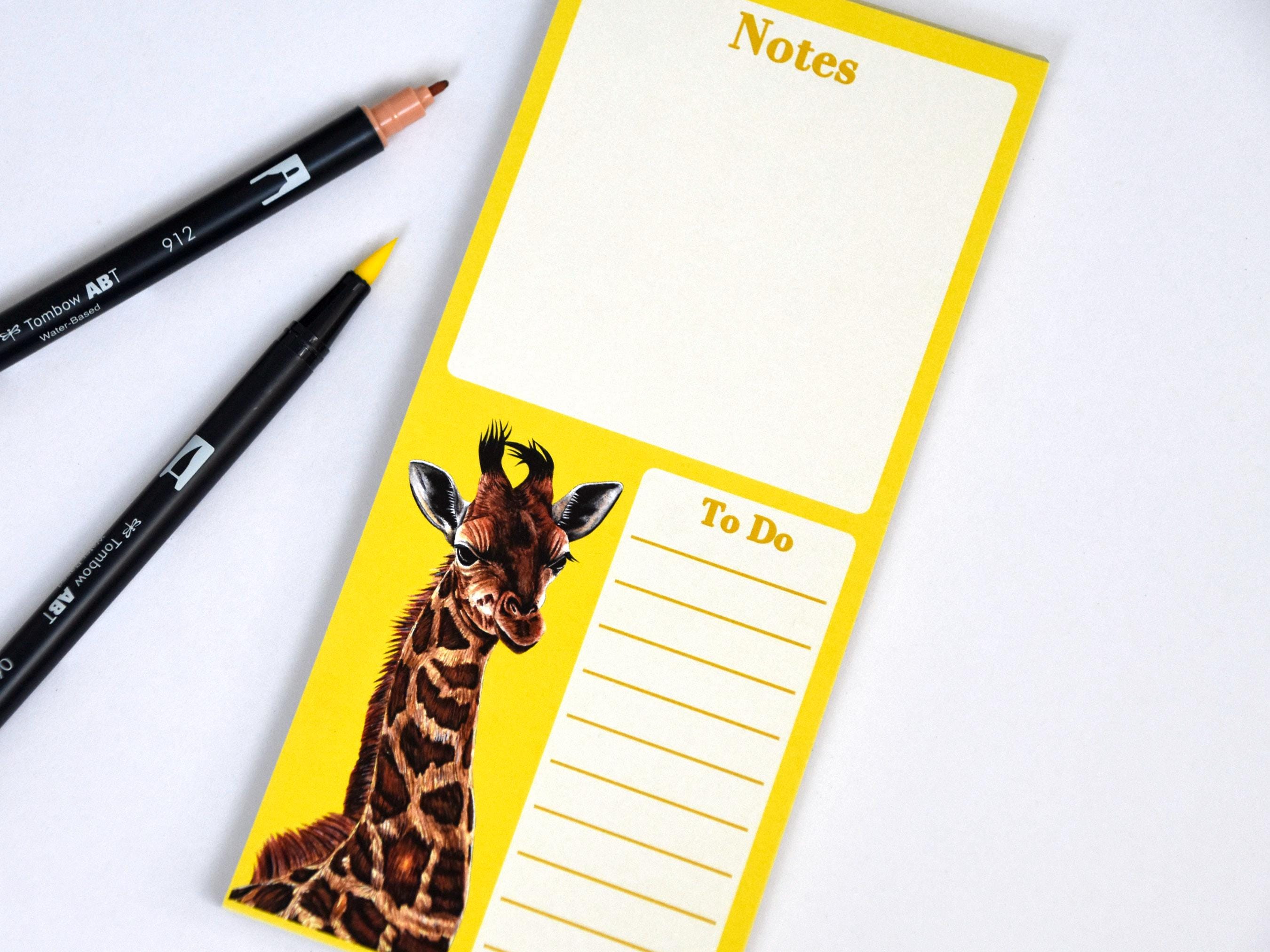 Yellow Baby Giraffe Notepad - Giraffes Calf - to Do List Pad Notebook ...
