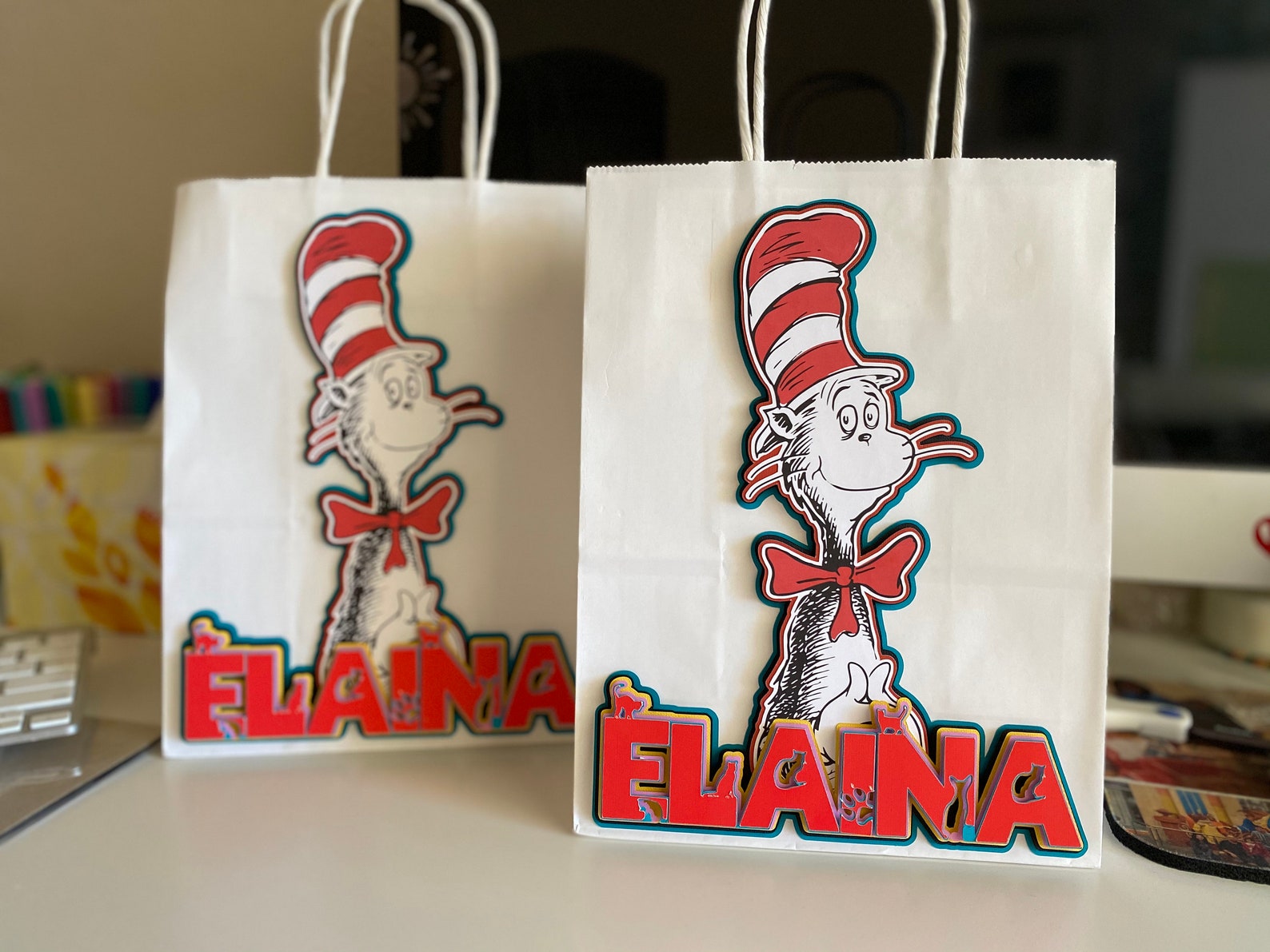 Cat In The Hat Party Favor Treat Bags Dr Seuss Custom Treat Etsy