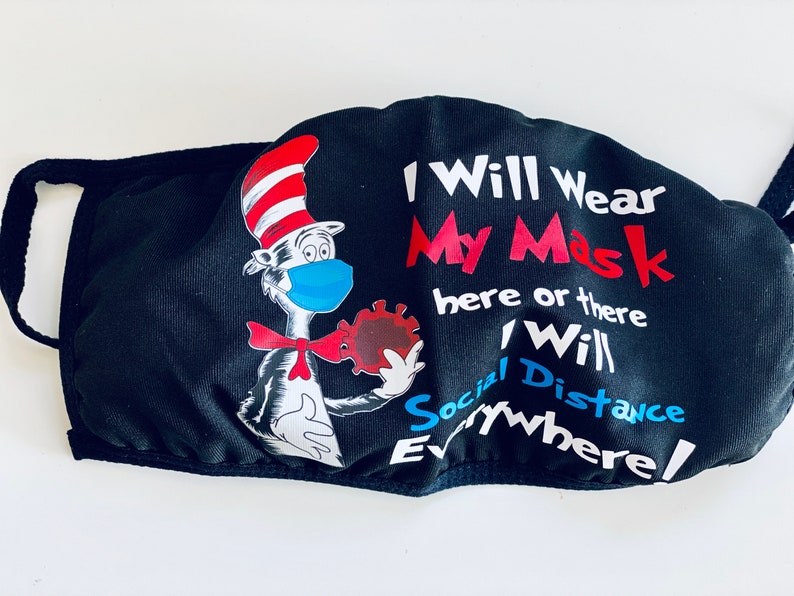 Dr. Seuss Adult Face Mask Cat in the Hat Face Mask Etsy