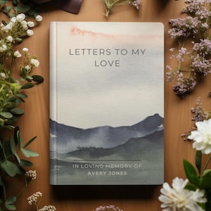 Cartas para o meu amor | Diário de luto personalizado | Presente para a perda de um parceiro | Diário de luto | Caderno de memórias em aquarela