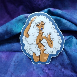 Cloud Hair Babe Sticker