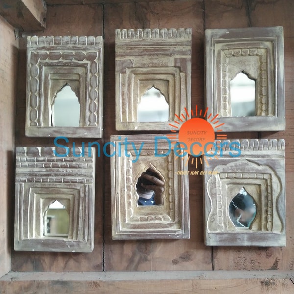 Old Indian Bleach Temple Mirror , Reclaimed Mirror, Antique Furniture, Home Decor / indiantemplemirror / wall hanging mirror frame.