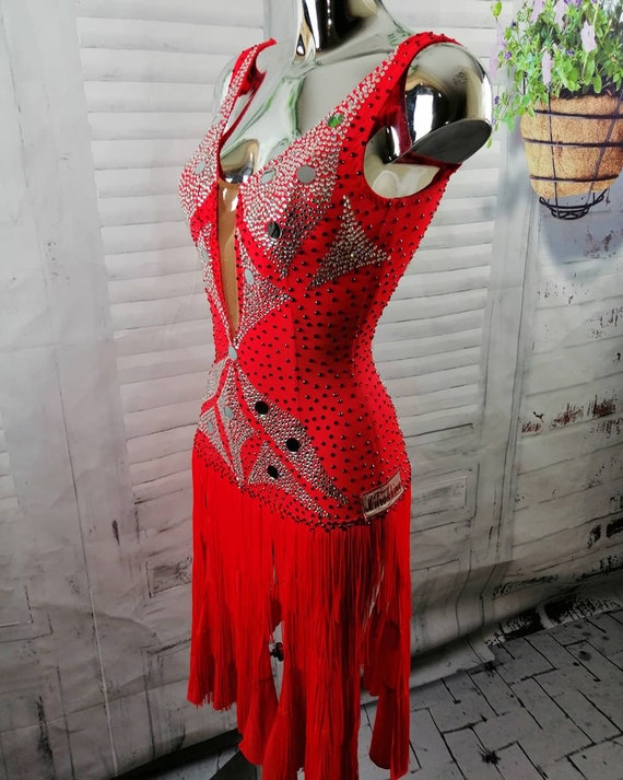 Red ballroom dance dress Clearance