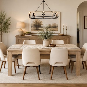 Farmhouse Dining Table, 70" Wooden Kitchen Table, Modern Home Office Desk