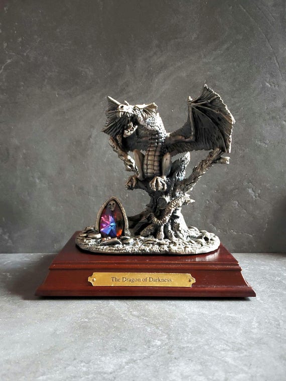 The Dragon of Darkness. Myth and Magic Vintage Pewter Dragon With