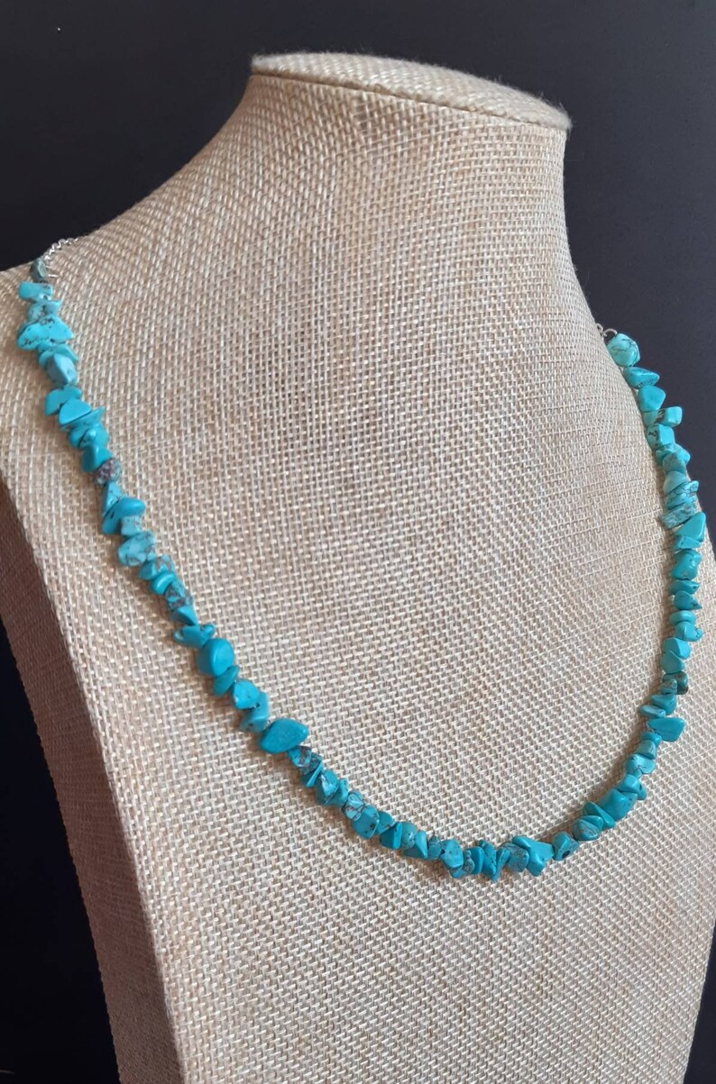 Blue magnesite gemstone necklace