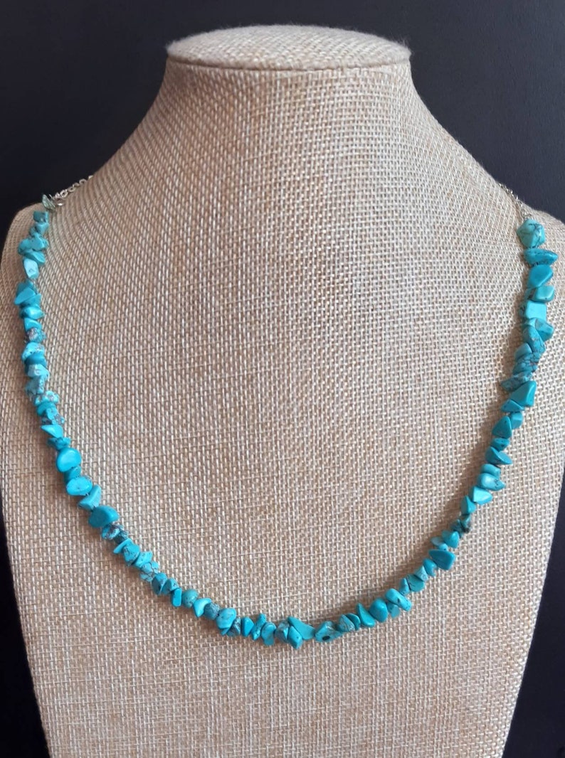 Blue magnesite gemstone necklace