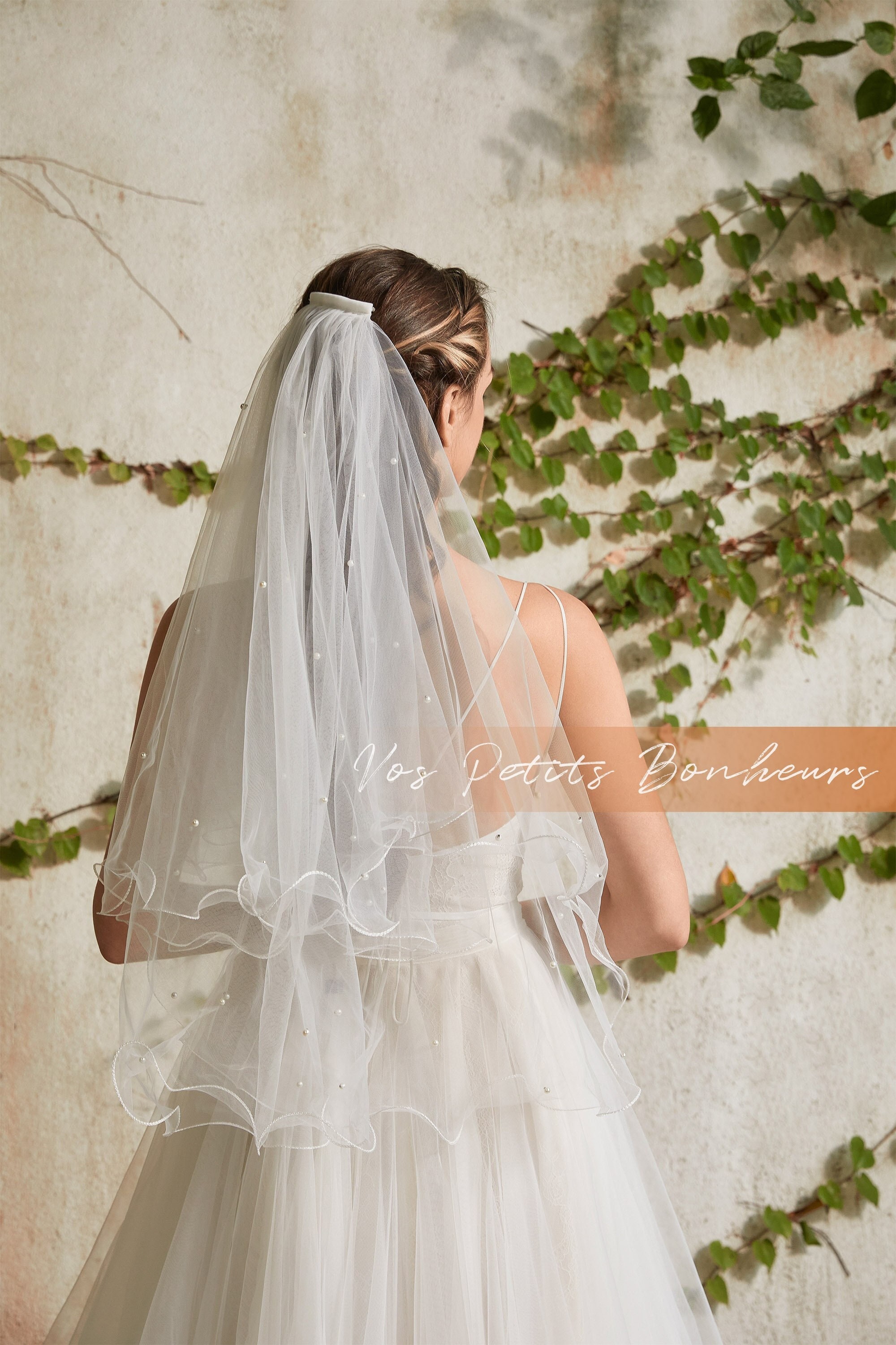 2-tier Veil With Bow White Bow Veil Bridal Shower 