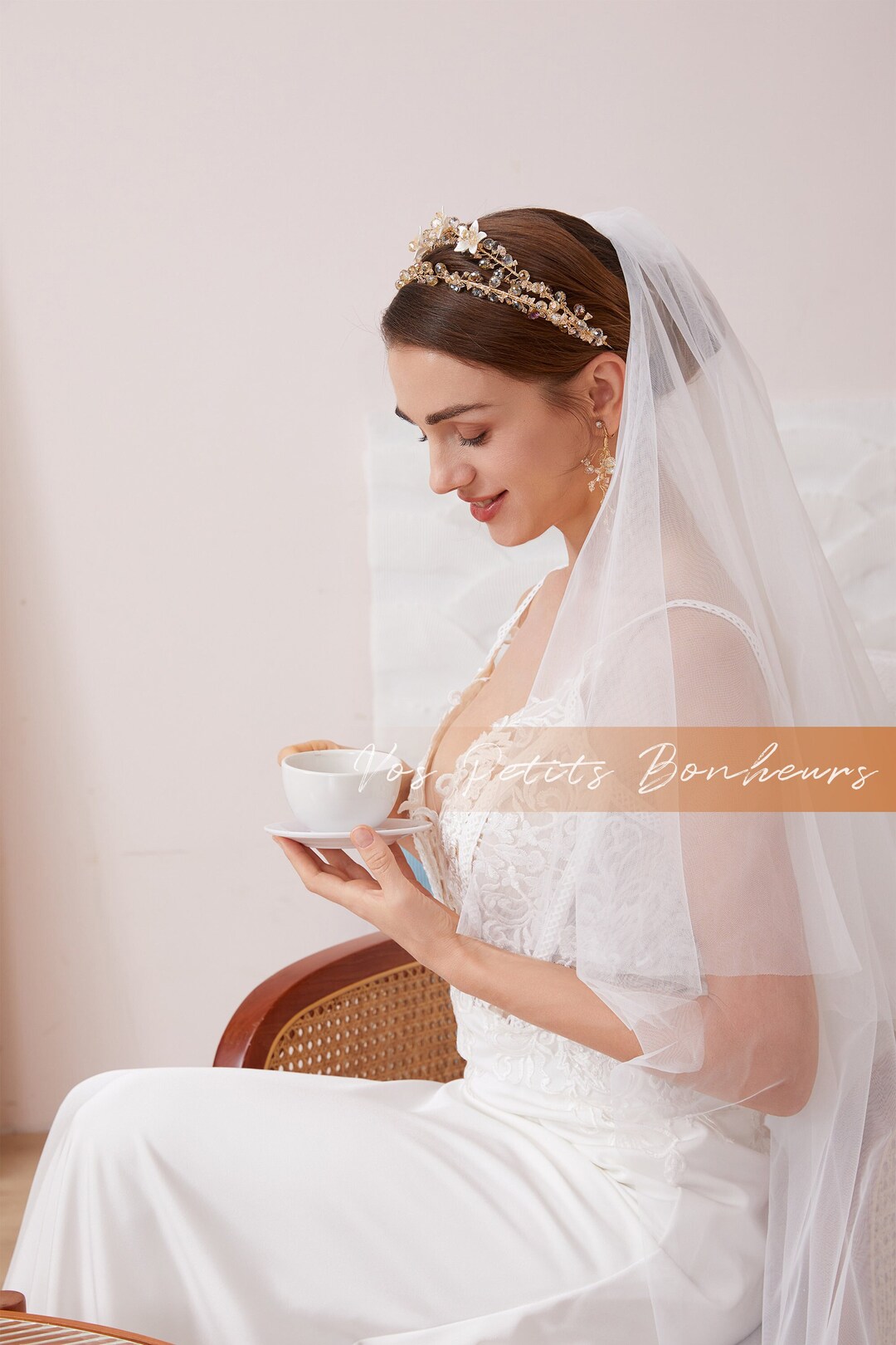 Floral Crystal Wedding Tiara and Earrings Set Bridal Headband Etsy