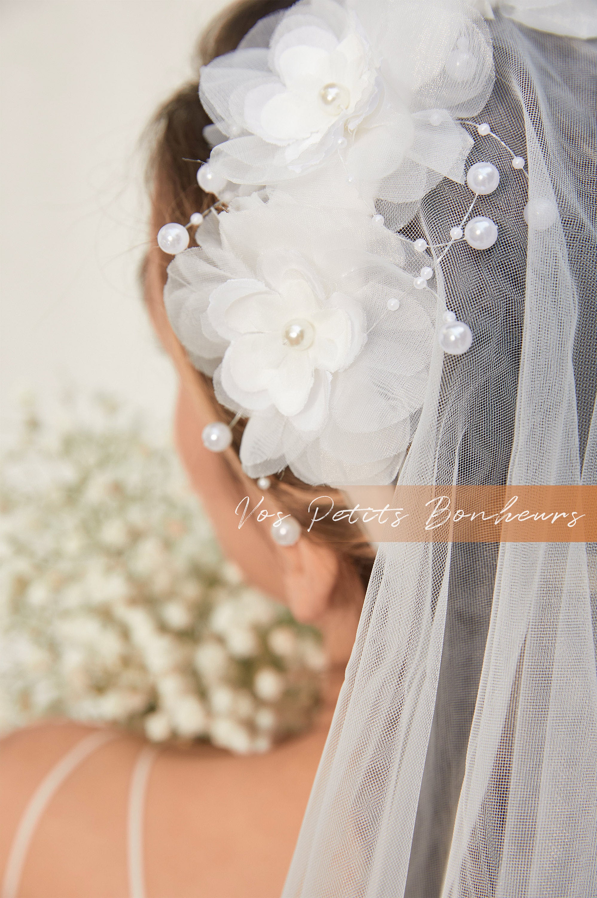 Women's White Bridal Veil Headband