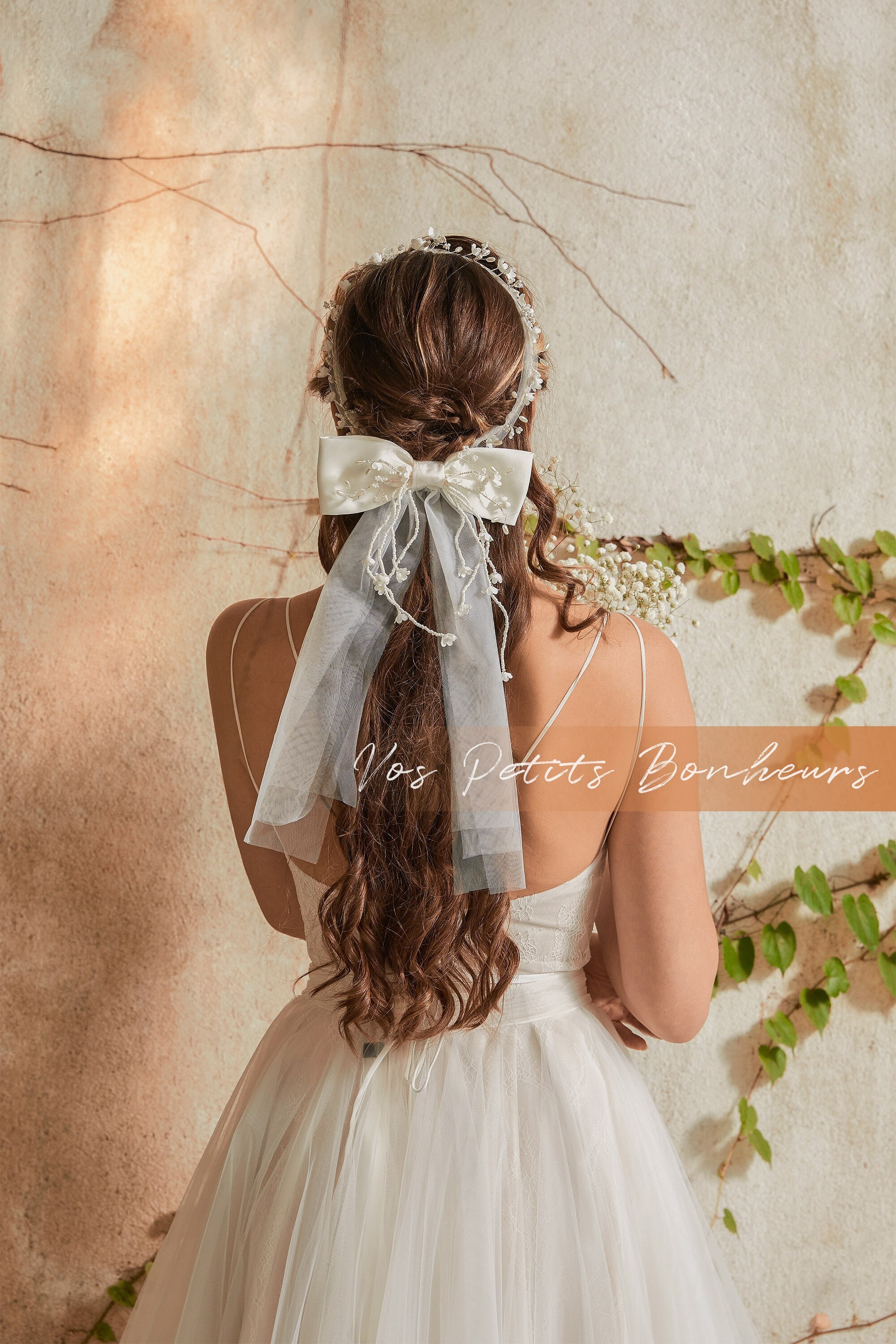 Ivory Lily of the Valley Flowers Headband Veil for Women & Girls Bridal  Crown