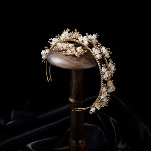 Lily of the Valley Wedding Tiara w/ Earrings Set, Bridal Headband & Clip-on Earrings, Handmade Crown for Women, Wedding Headband, Gaia Tiara